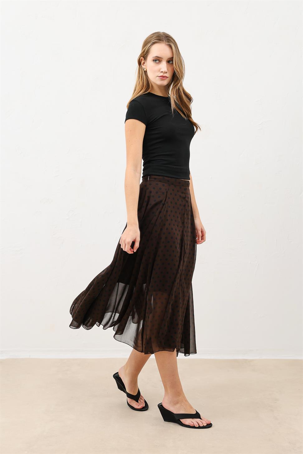 Polka-Dot Womens Midi Skirt