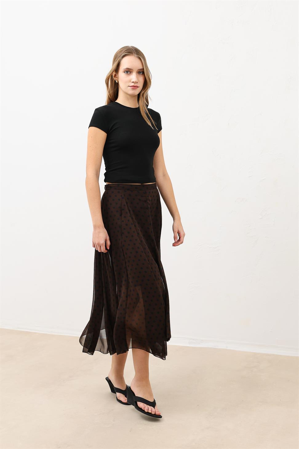 Polka-Dot Womens Midi Skirt