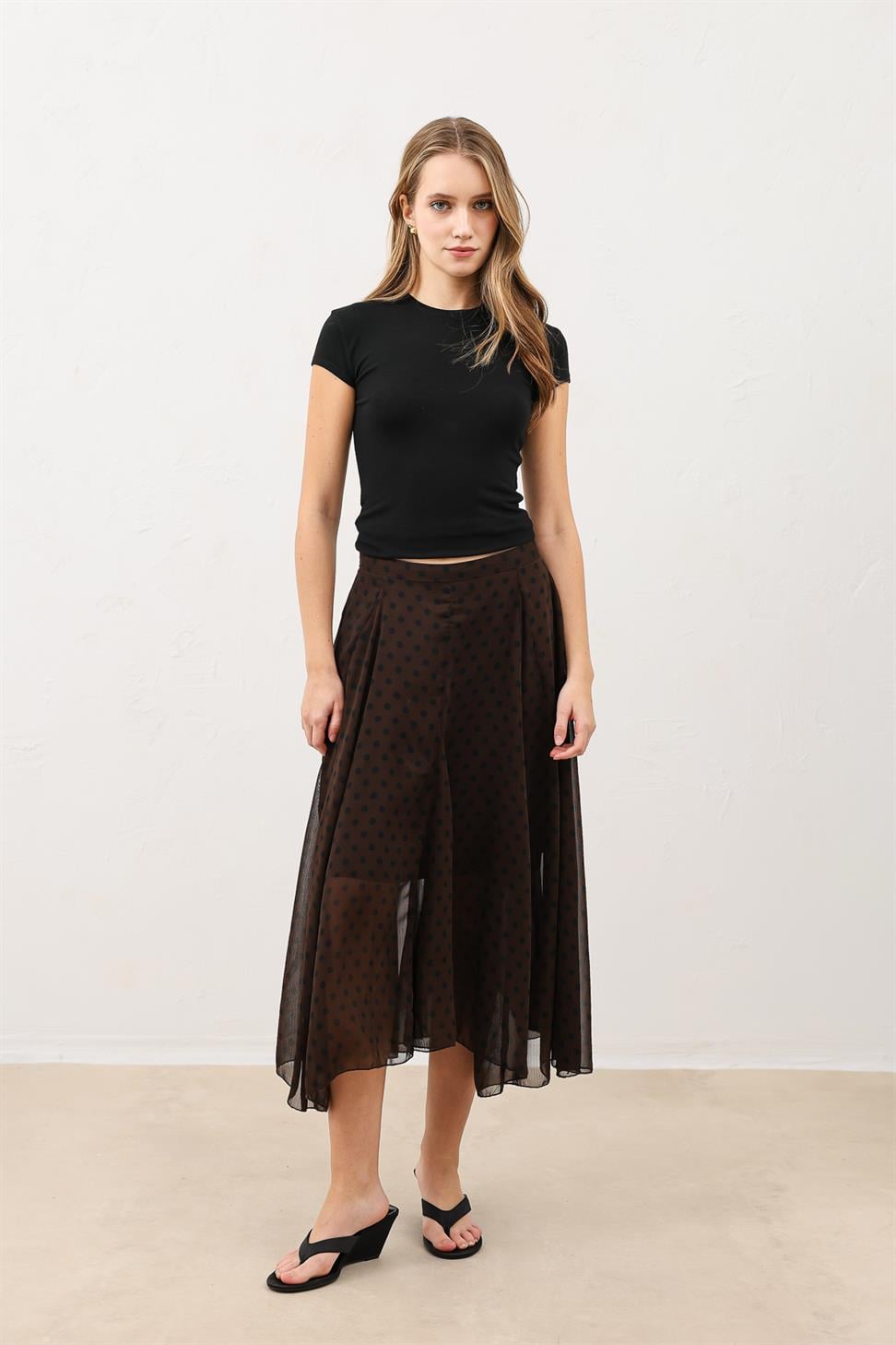 Polka-Dot Womens Midi Skirt