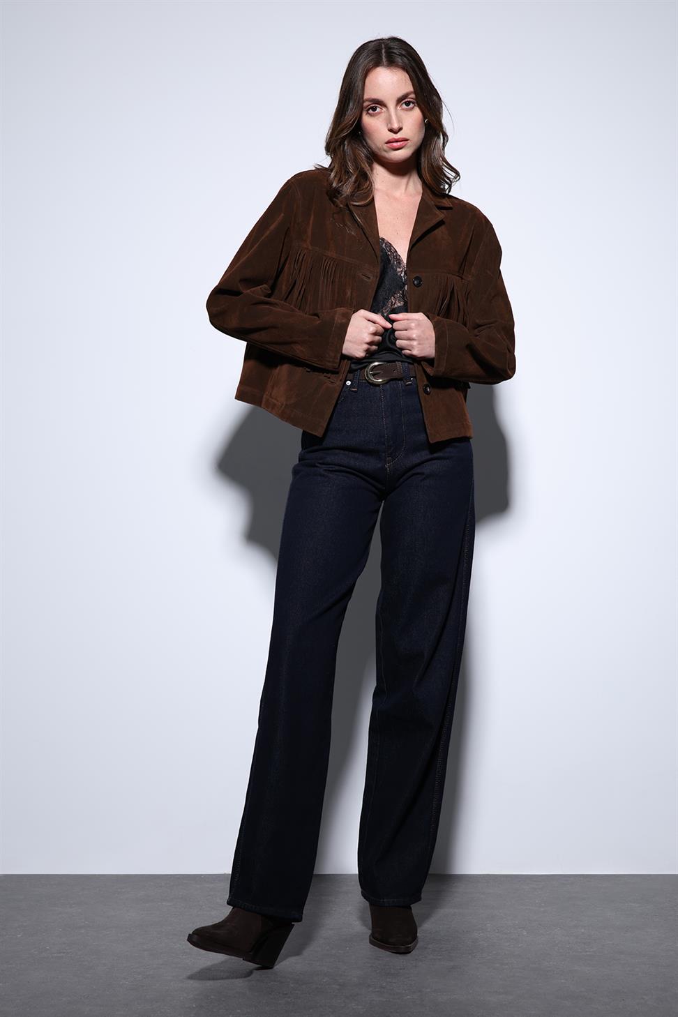 Antioch Kahve Püskül Detaylı Süet Kadın Ceket