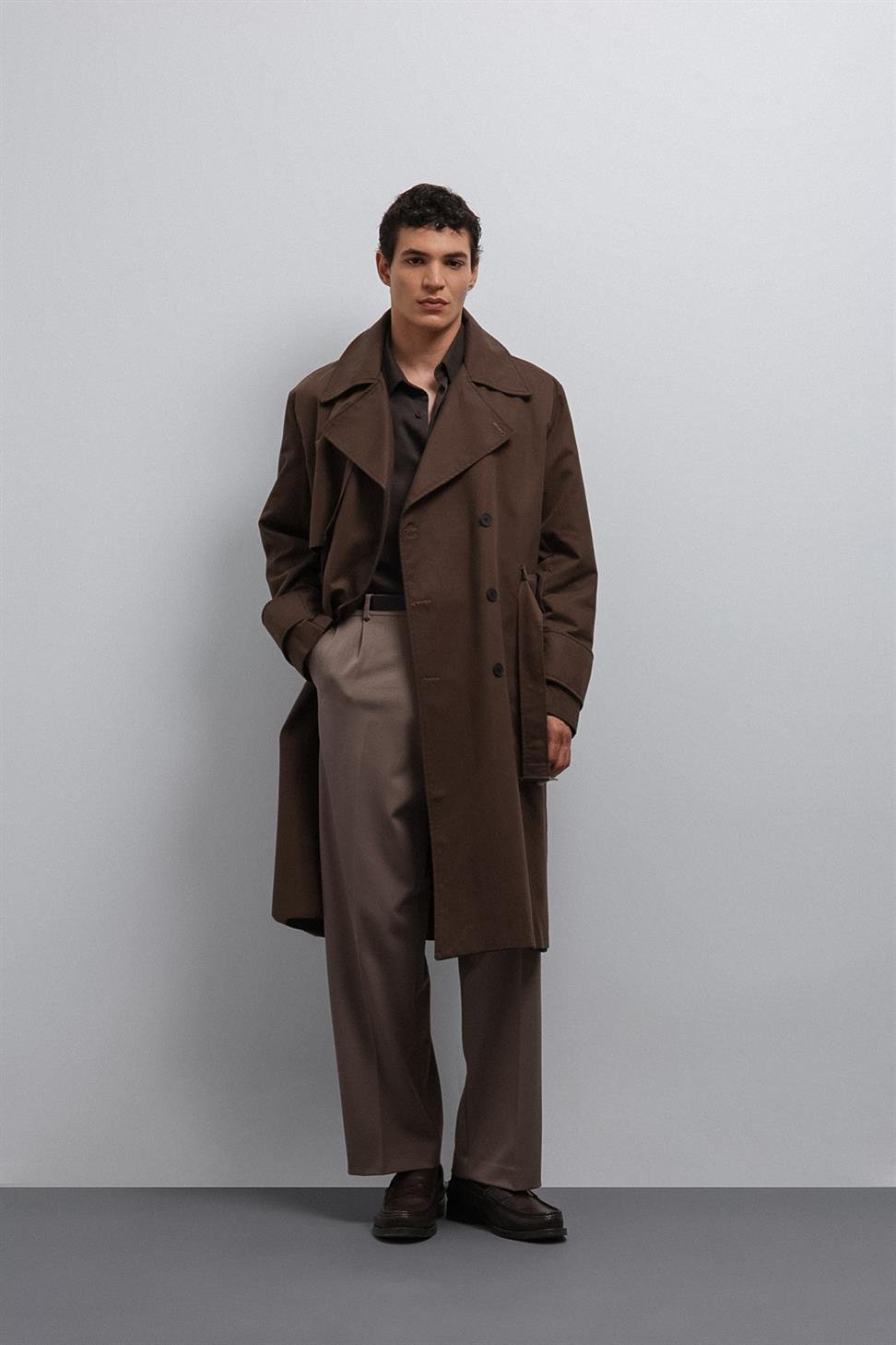 Antioch Kahve Relax Fit Erkek Trençkot