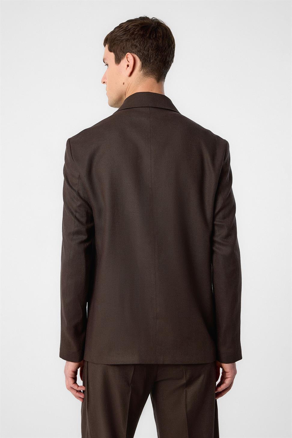 Relaxed Fit Linen Blend Mens Blazer Jacket