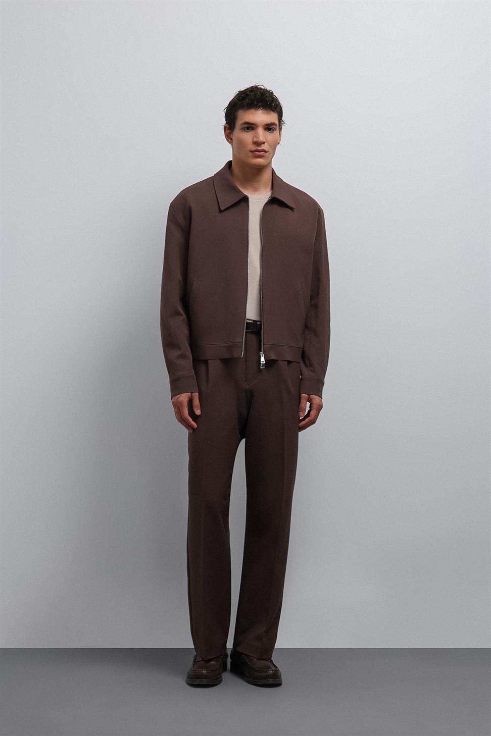 Antioch Kahve Relax Fit Pilili Erkek Pantolon