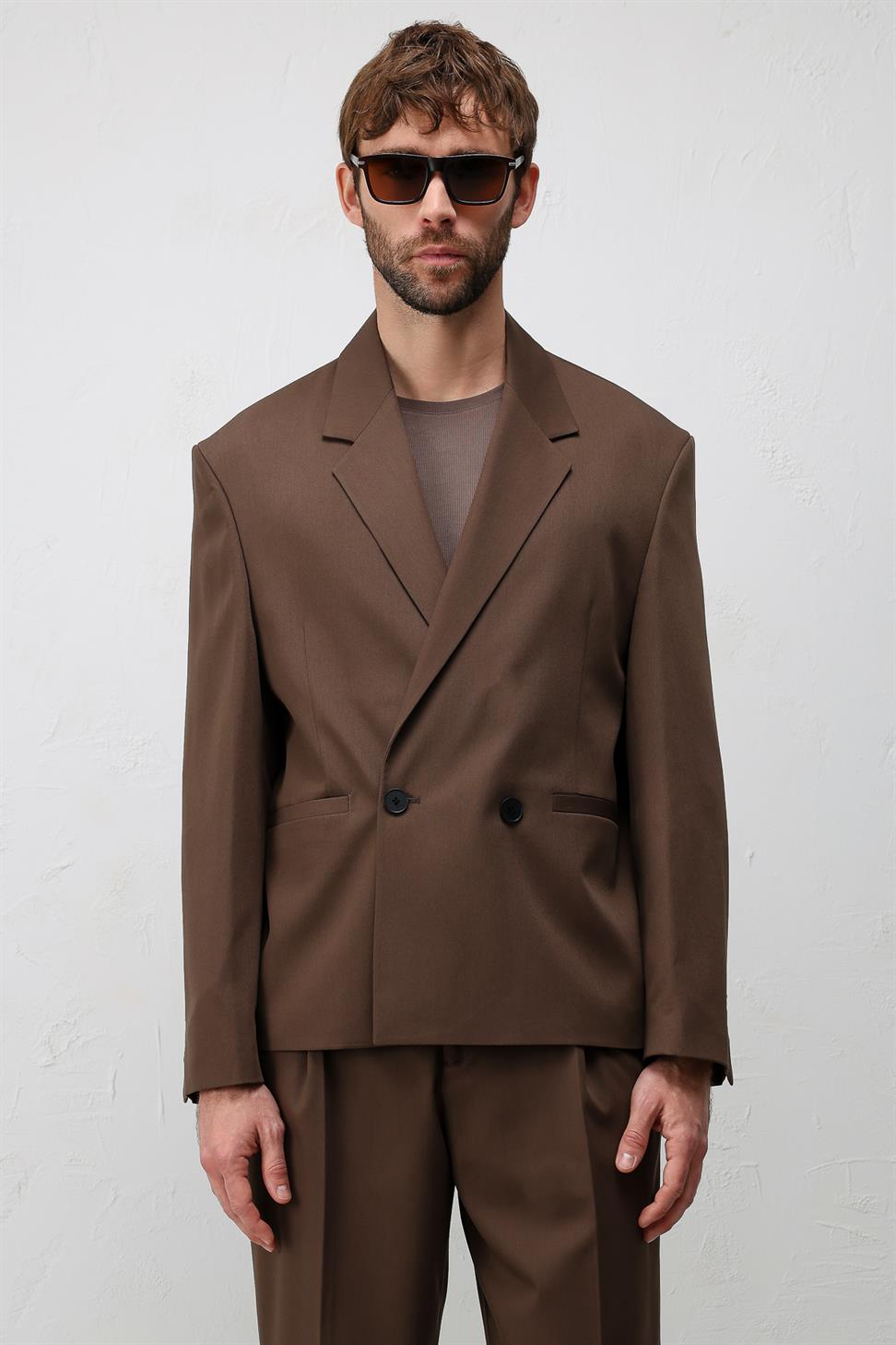 Antioch Kahve Relaxed Fit Erkek Blazer Ceket