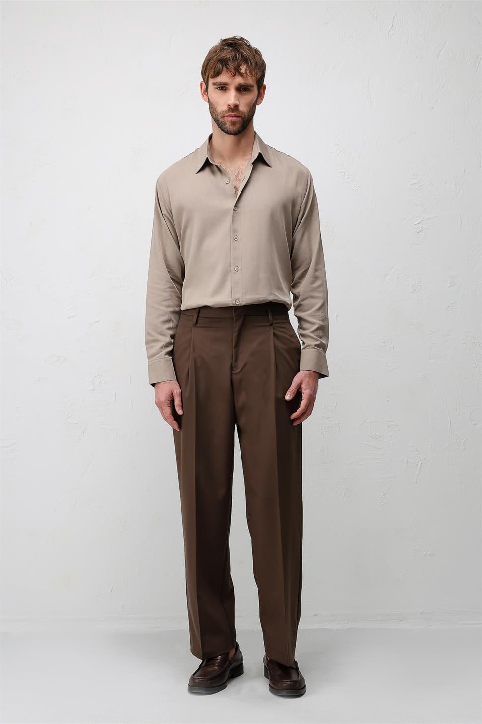 Antioch Kahve Relaxed Fit Pileli Erkek Pantolon