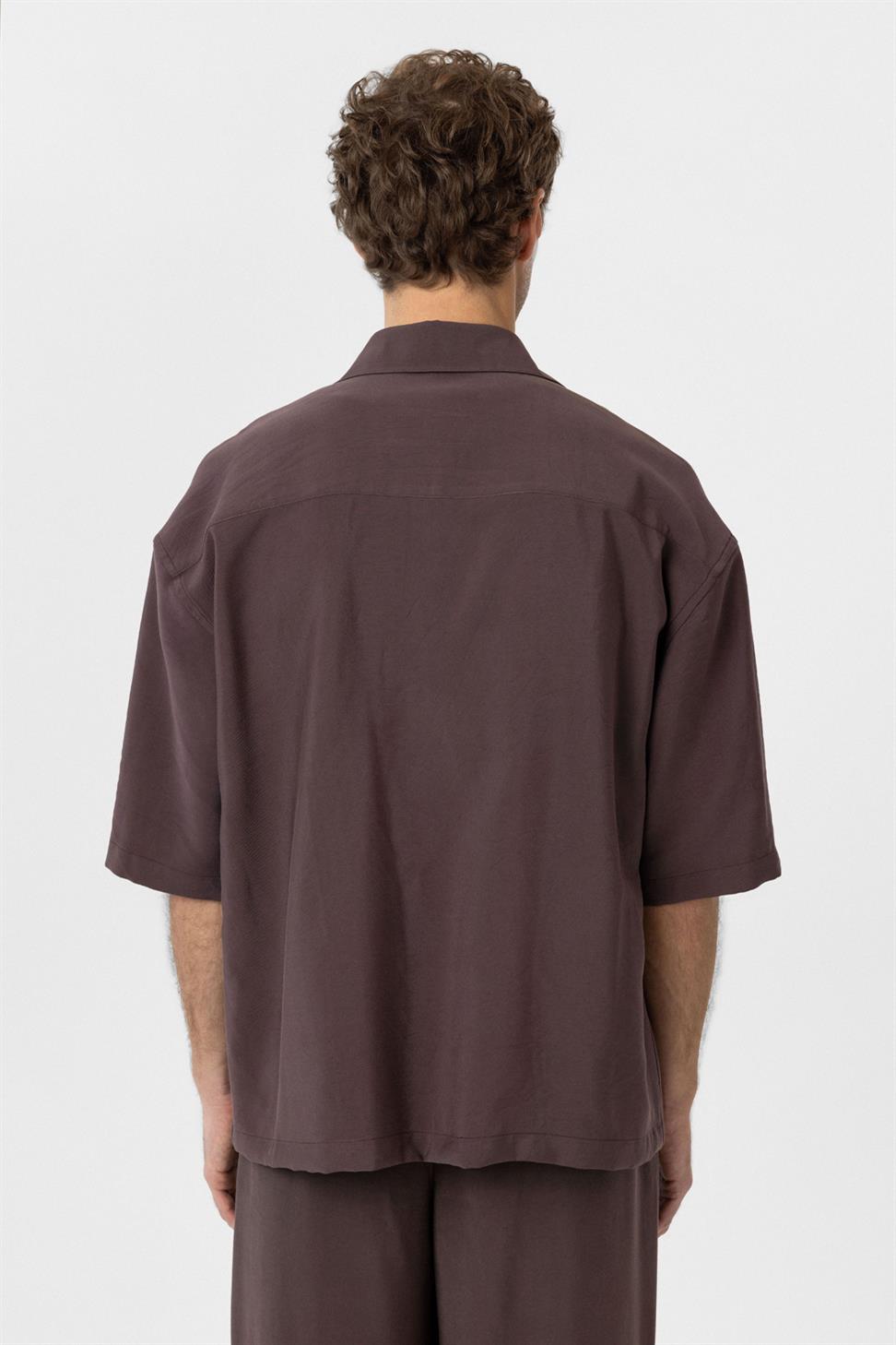 Antioch Kahve Relaxed Kısa Kollu Erkek Gömlek