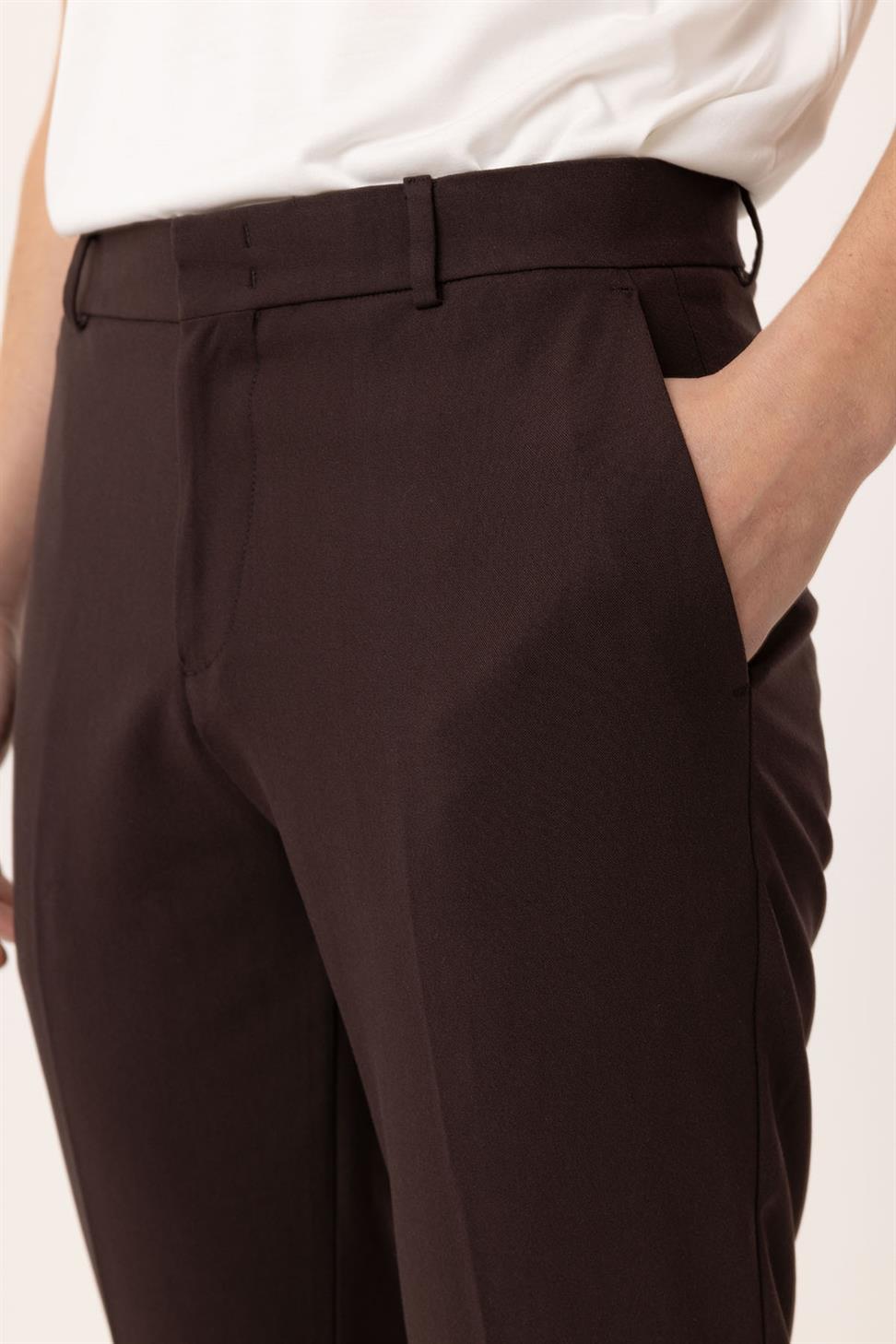 Antioch Kahve Slim Fit Comfort Erkek Pantolon