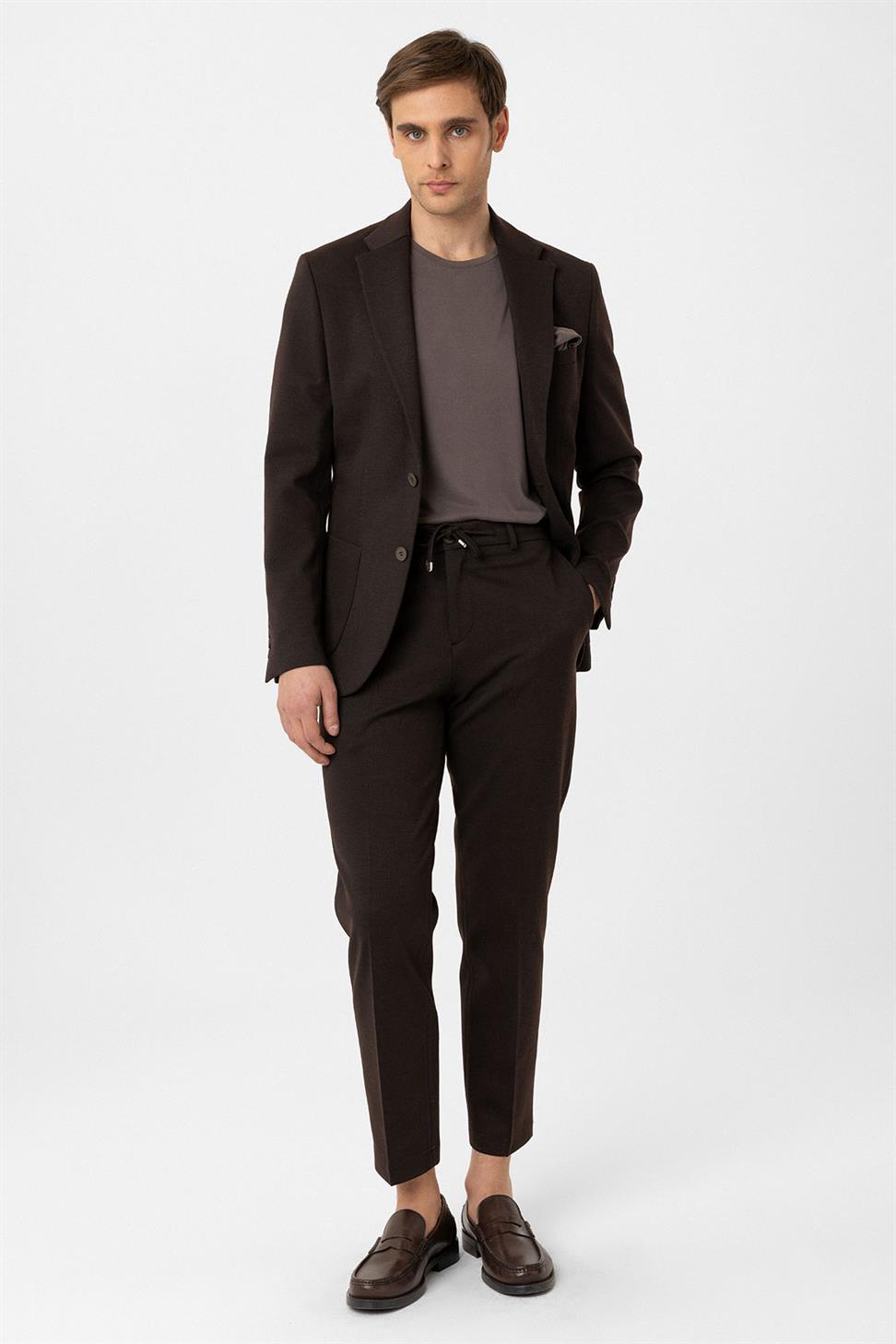 Antioch Kahve Slim Fit Comfort Erkek Takım