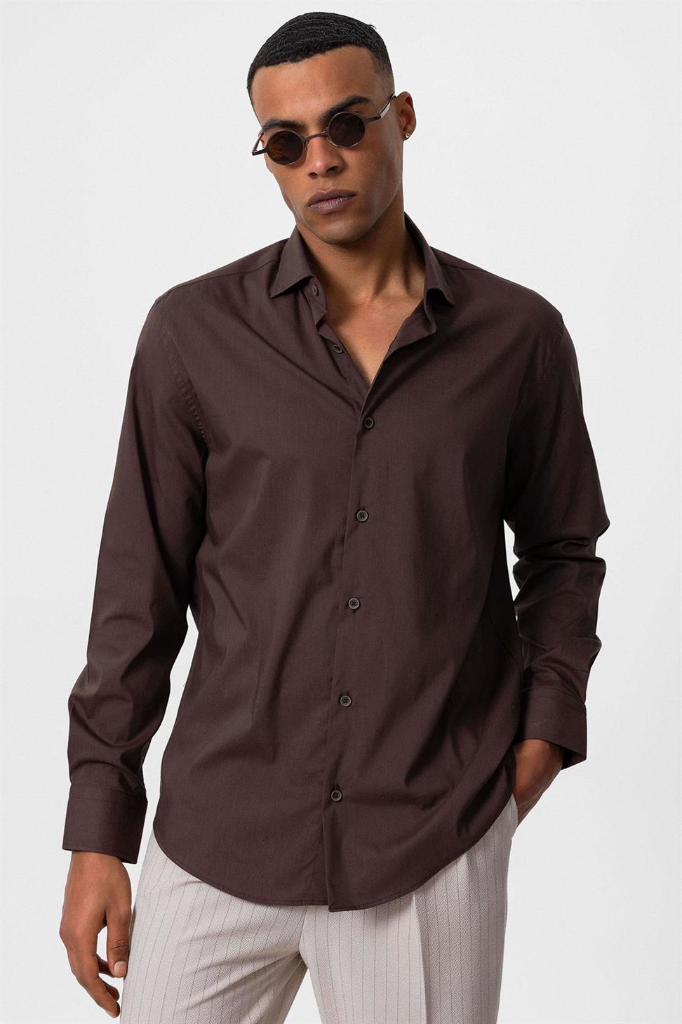 قميص رجالي كلاسيكي بقصة ضيقة كلاسيكية