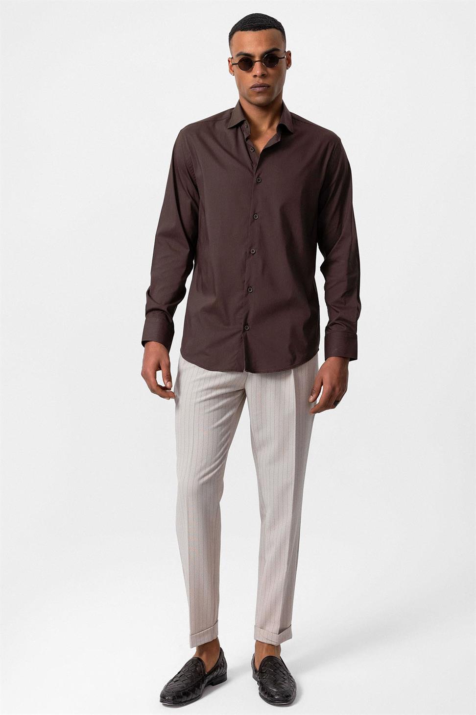 قميص رجالي كلاسيكي بقصة ضيقة كلاسيكية