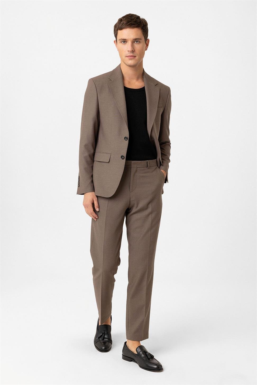 Antioch Kahve Slim Fit Klasik Erkek Takım