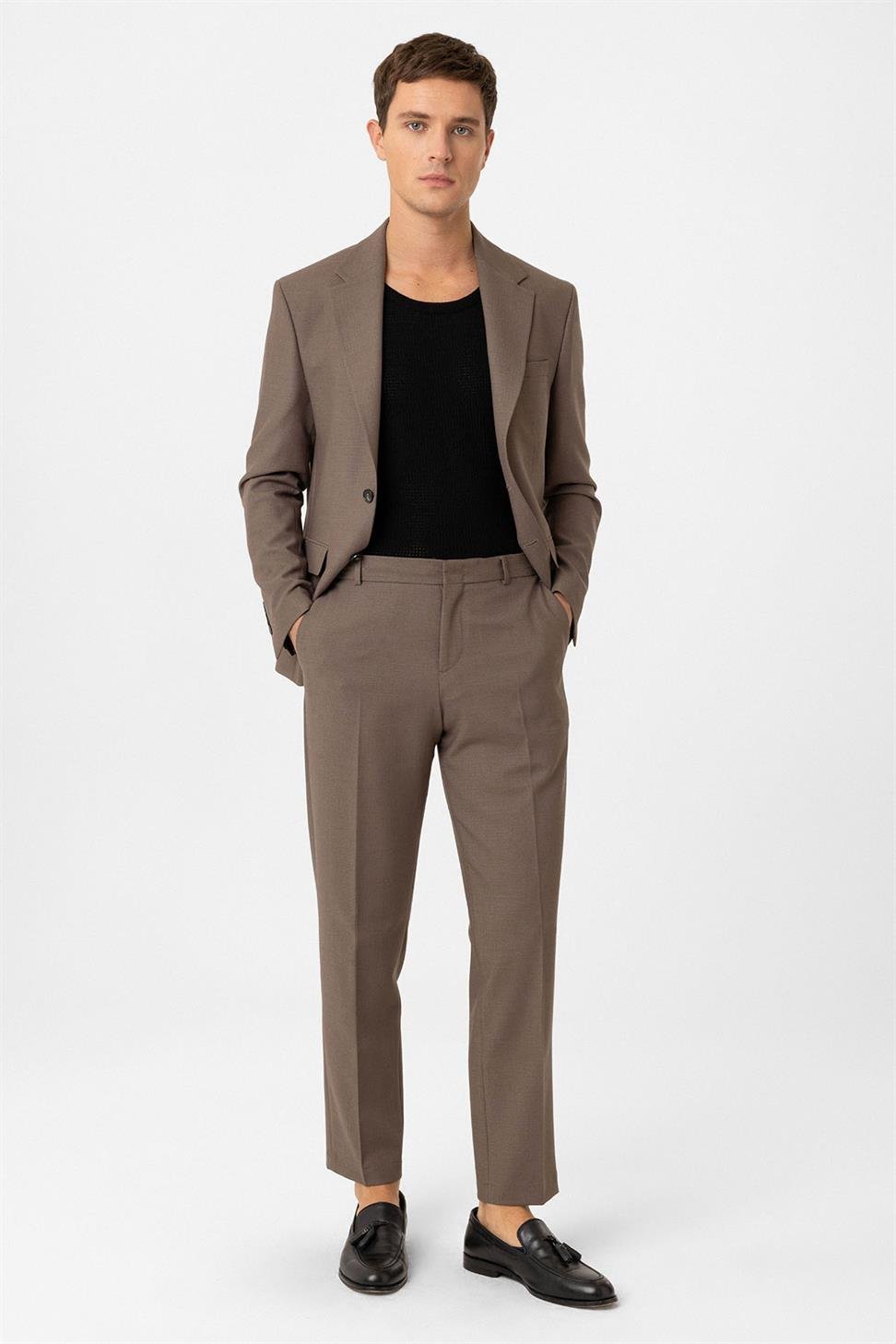 Antioch Kahve Slim Fit Klasik Erkek Takım