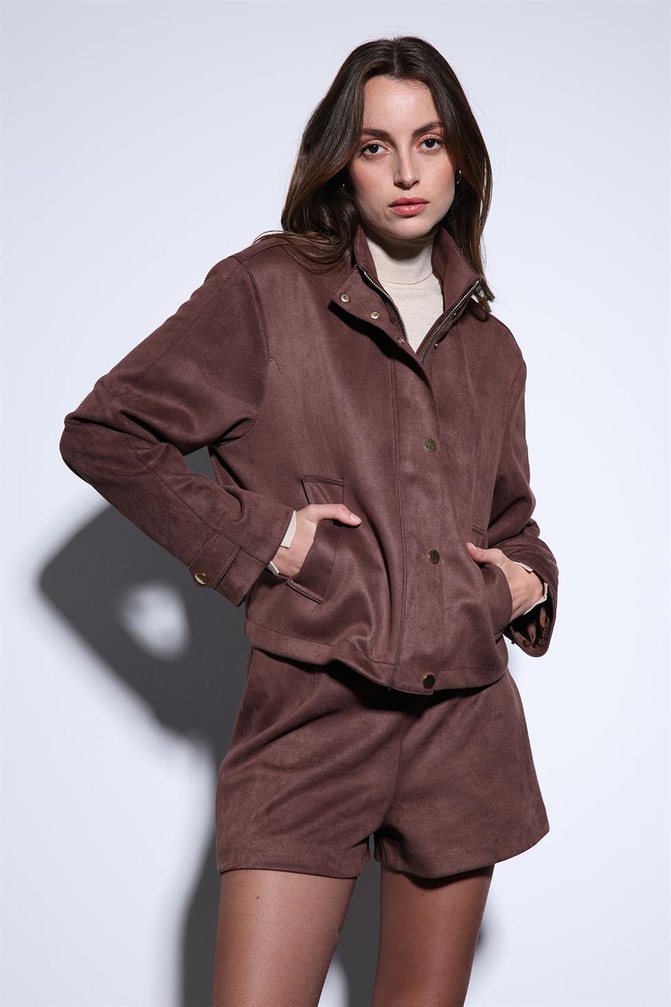 Antioch Kahve Süet Bomber Ceket