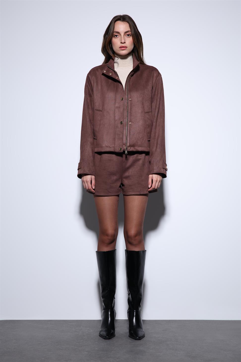 Antioch Kahve Süet Bomber Ceket