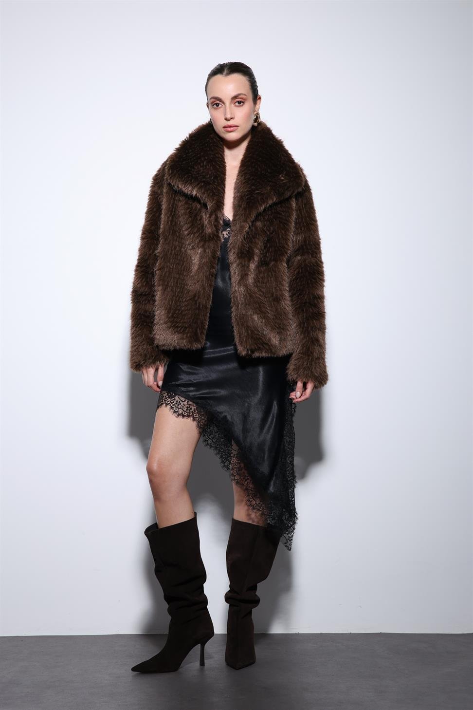 Antioch Kahve Suni Kürk Kadın Ceket