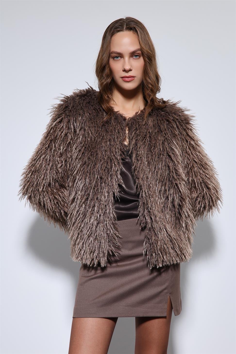 Antioch Kahve Suni Kürk Mont