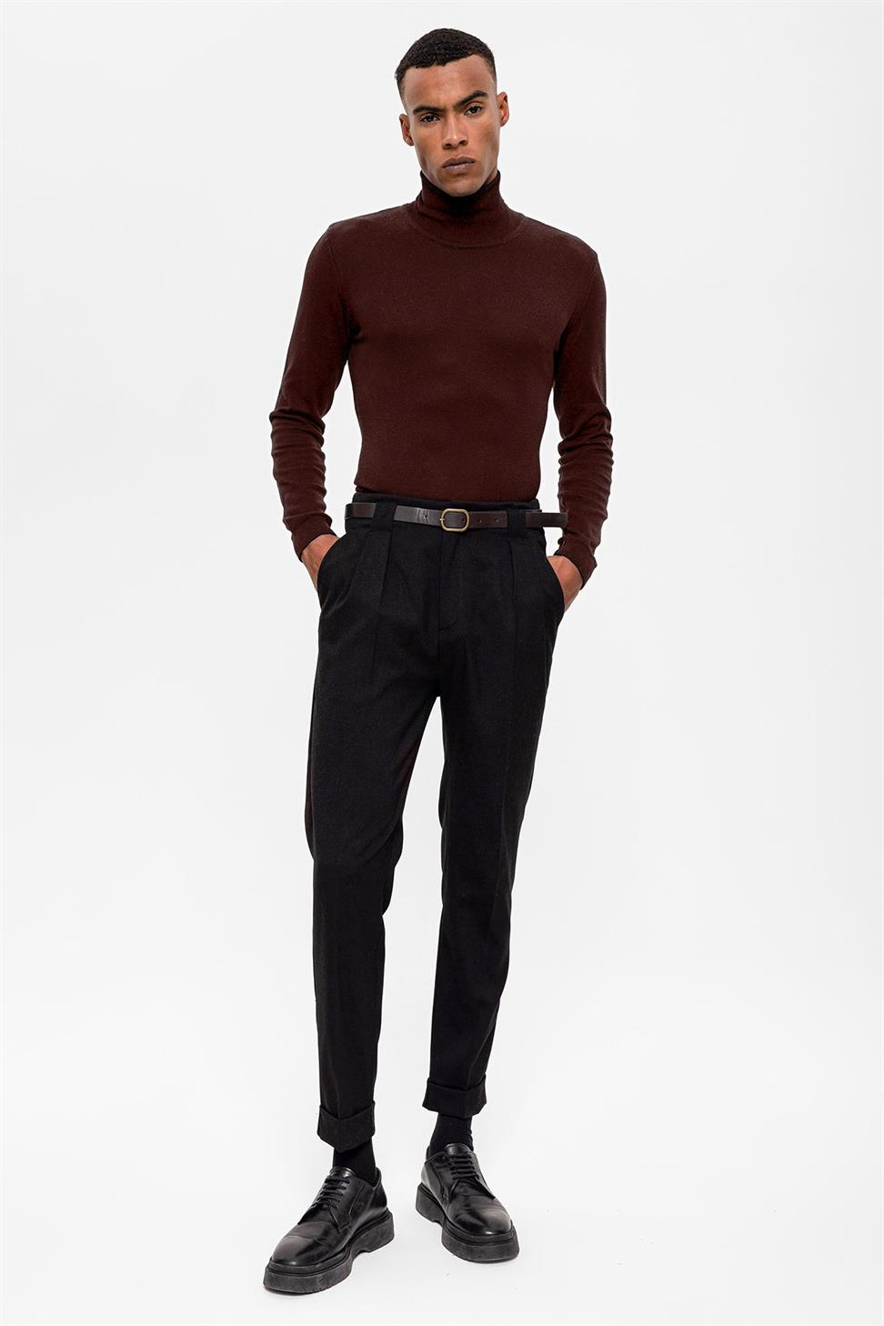 Antioch Kahve Tam Boğazlı Erkek Triko