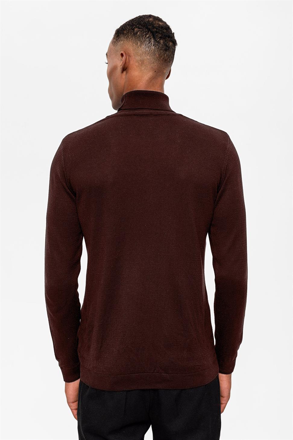 Antioch Kahve Tam Boğazlı Erkek Triko