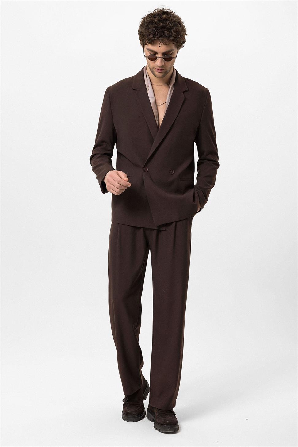سترة رجالية ذات زر واحد وإغلاق مزدوج الصدر