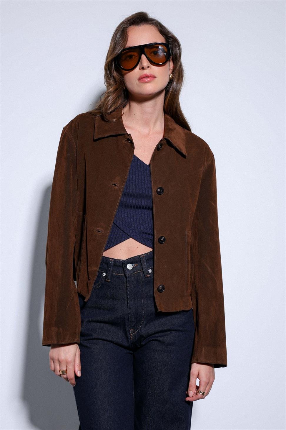 Antioch Kahve Torba Cepli Süet Kadın Ceket