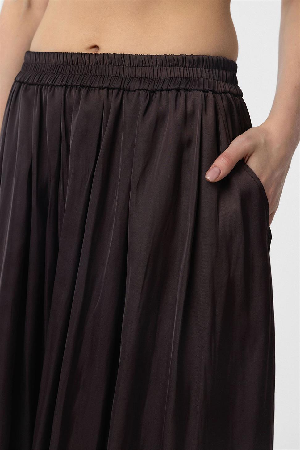 Antioch Kahve Uzun Dökümlü Pilili Kadın Etek