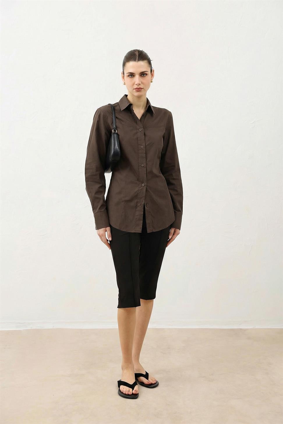 Womens Poplin Shirt with Collar