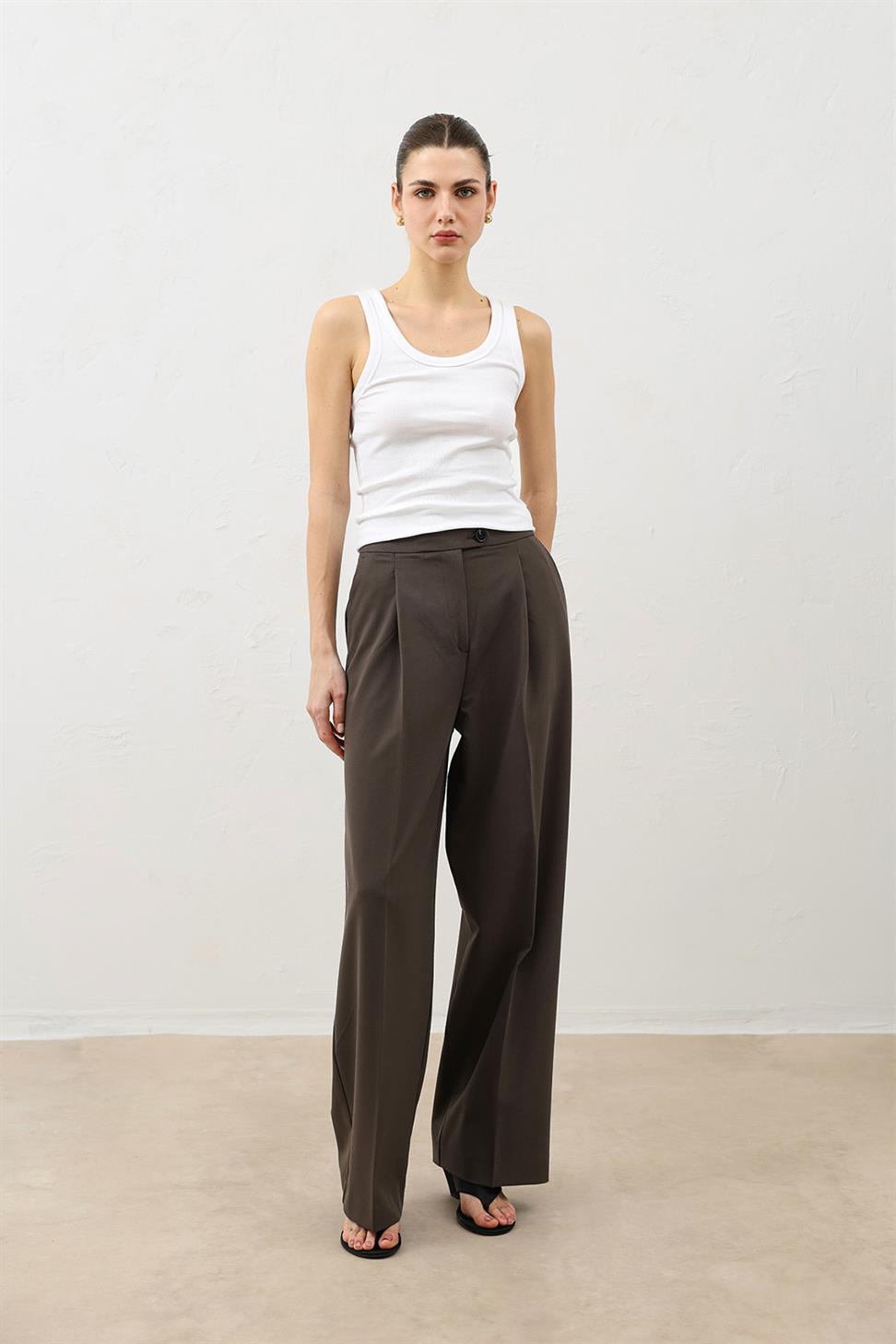High-Waisted Pleated Womens Pants