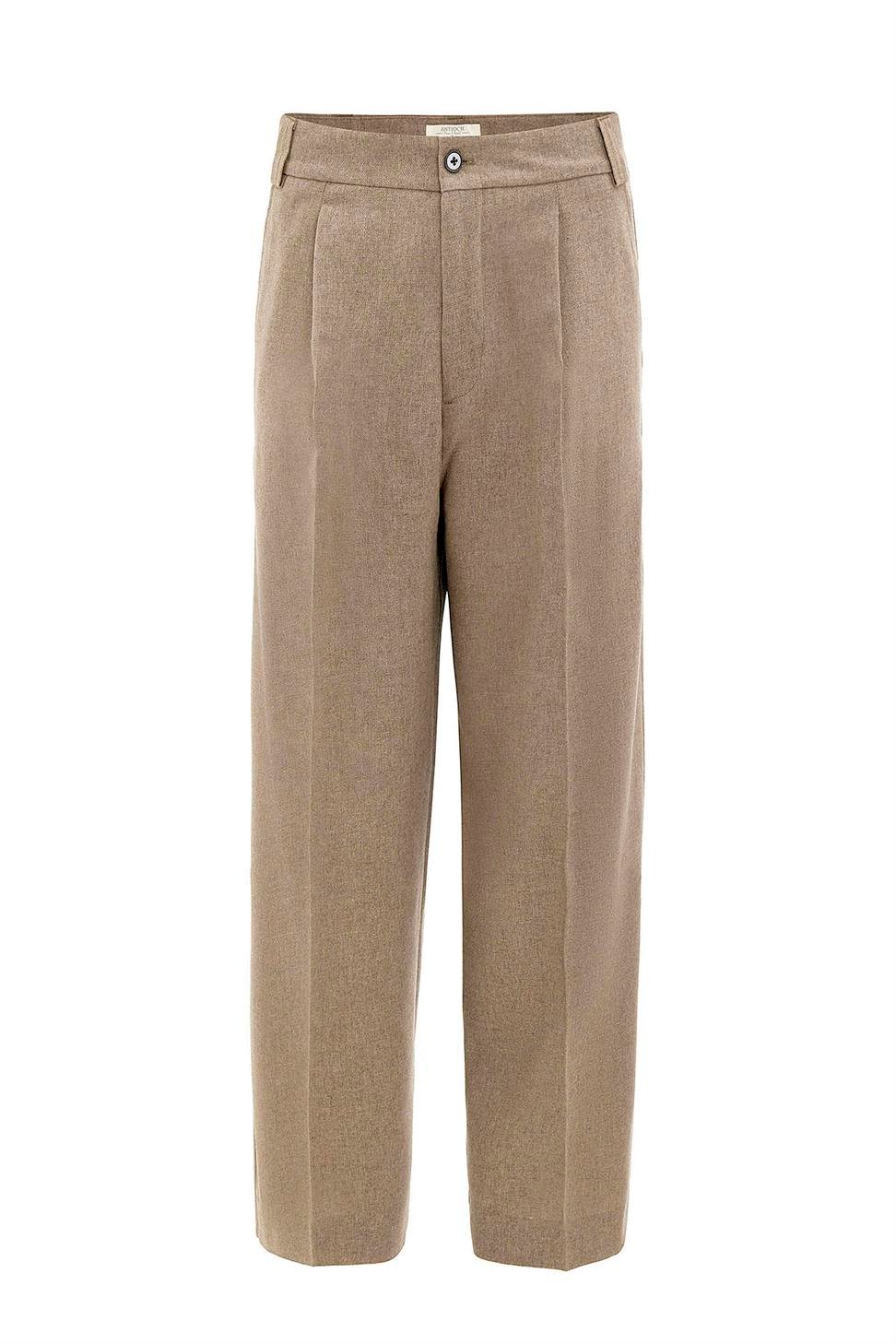 Antioch Kahve Yüksek Bel Pileli Relax Fit Erkek Pantolon