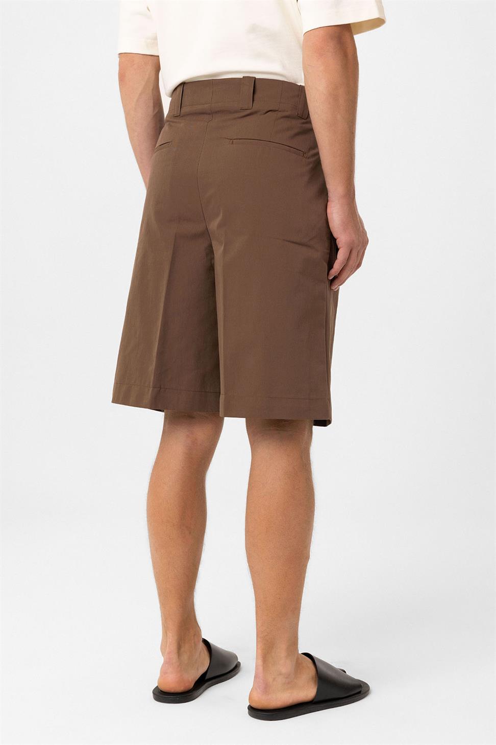 Antioch Kahve Yüksek Bel Pileli Relaxed Bermuda Erkek Şort