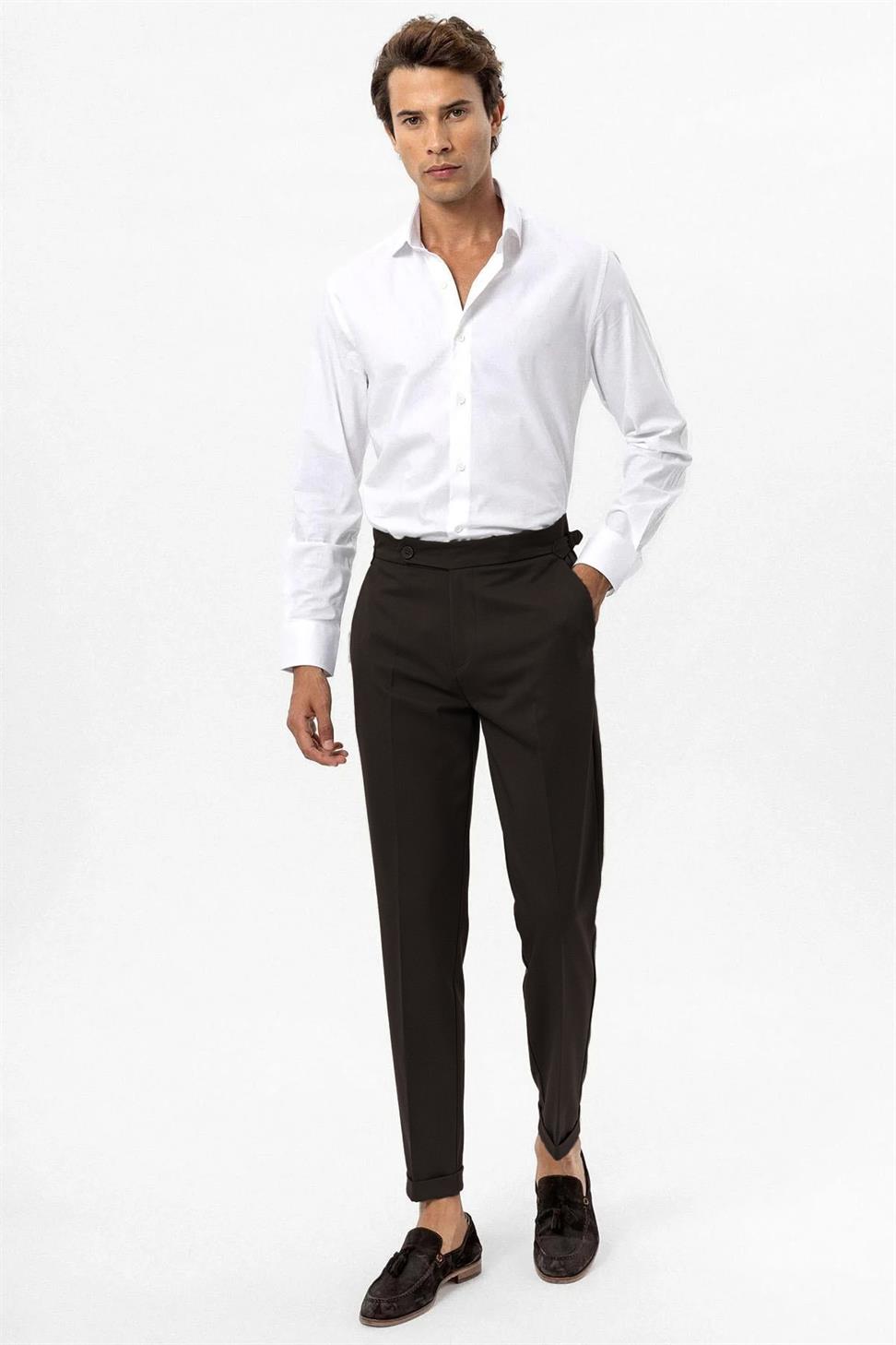 بنطلون رجالي بخصر عالٍ عادي للرجال