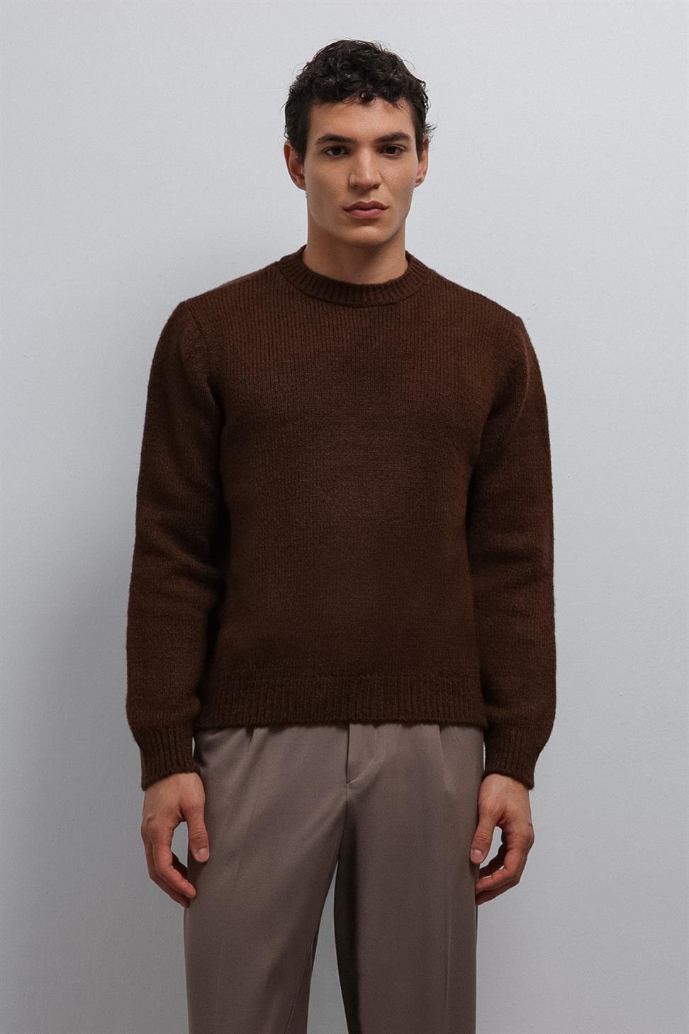 Antioch Kahve Yumuşak Dokulu Erkek Kazak