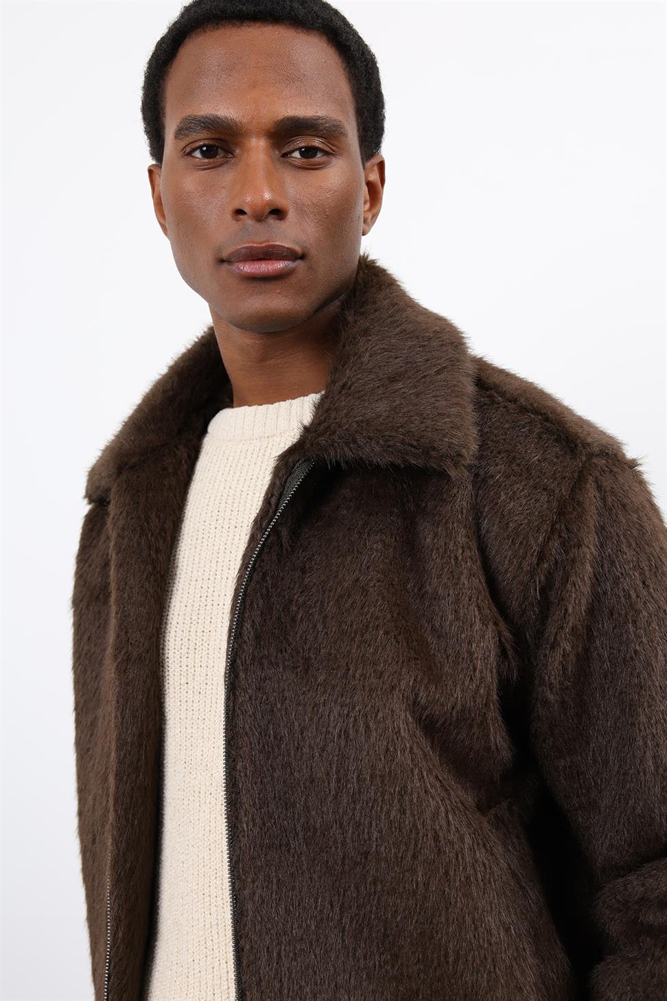 Antioch Kahve Yumuşak Dokulu Erkek Mont