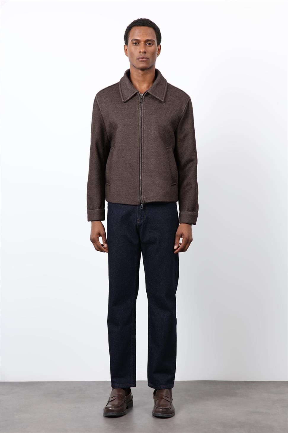 Antioch Kahve Yün Karışımlı Erkek Ceket