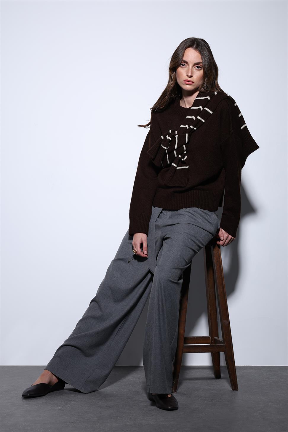 Antioch Kahve Yün Karışımlı Kadın Kazak