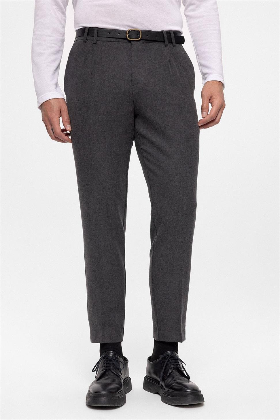 بنطلون رجالي بحزام عالي الخصر