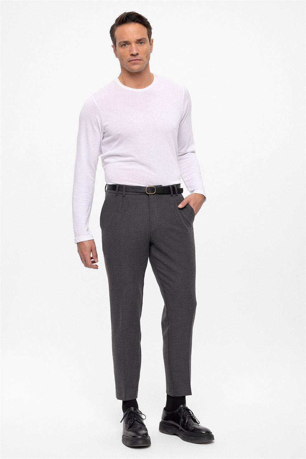 بنطلون رجالي بحزام عالي الخصر