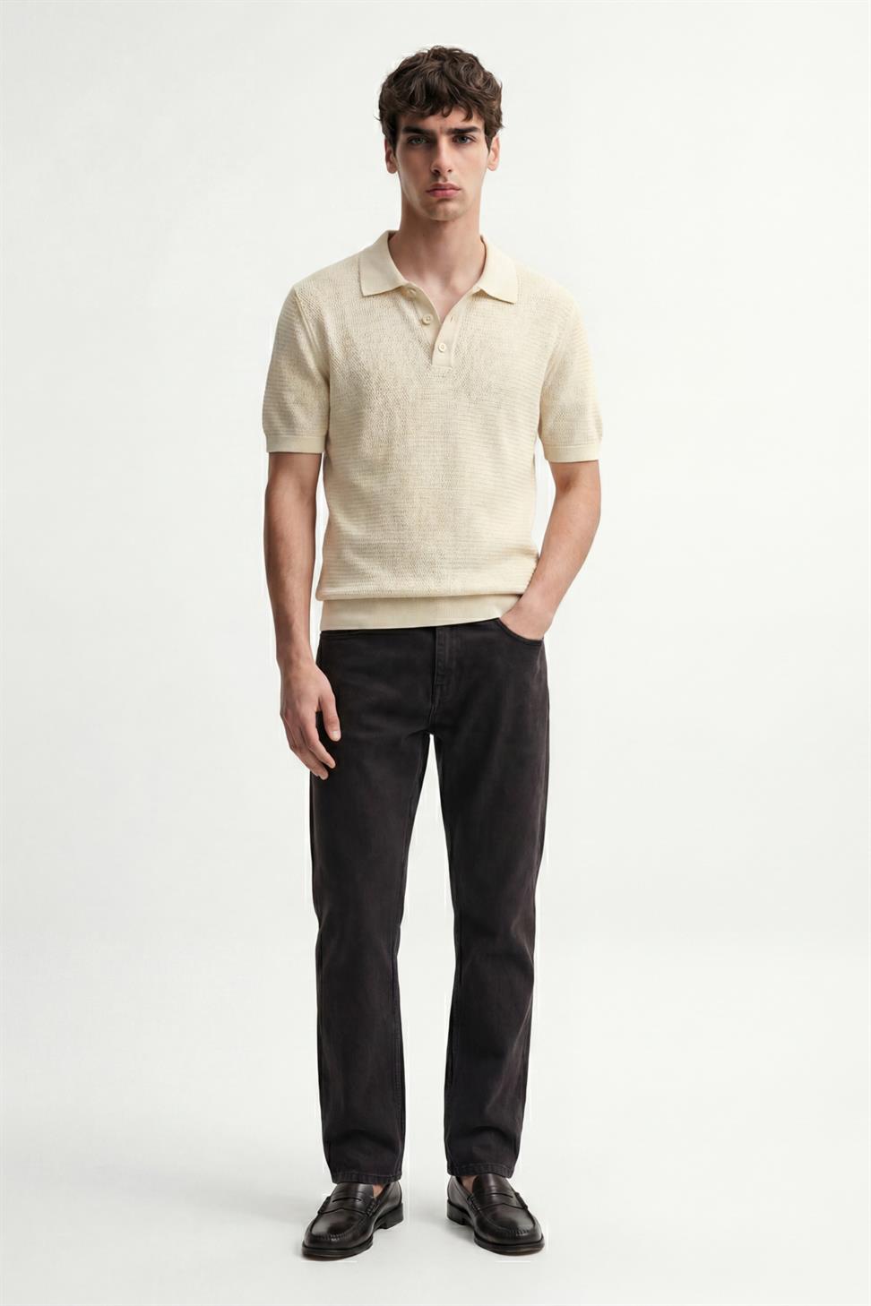 Antioch Kemik Örgü Dokulu Polo Yaka Erkek T-Shirt