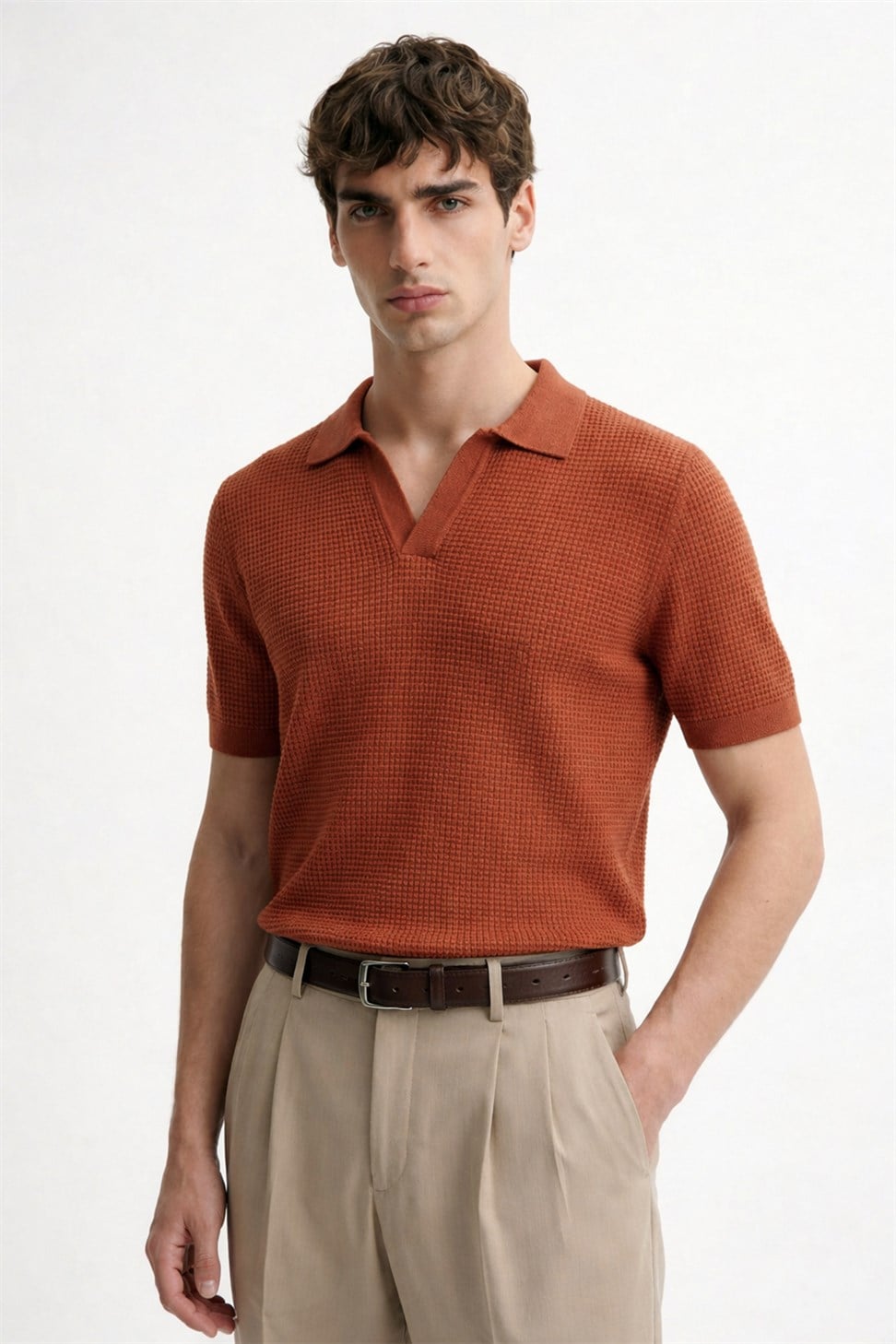 Antioch Kiremit Dokulu Polo Yaka Erkek T-Shirt