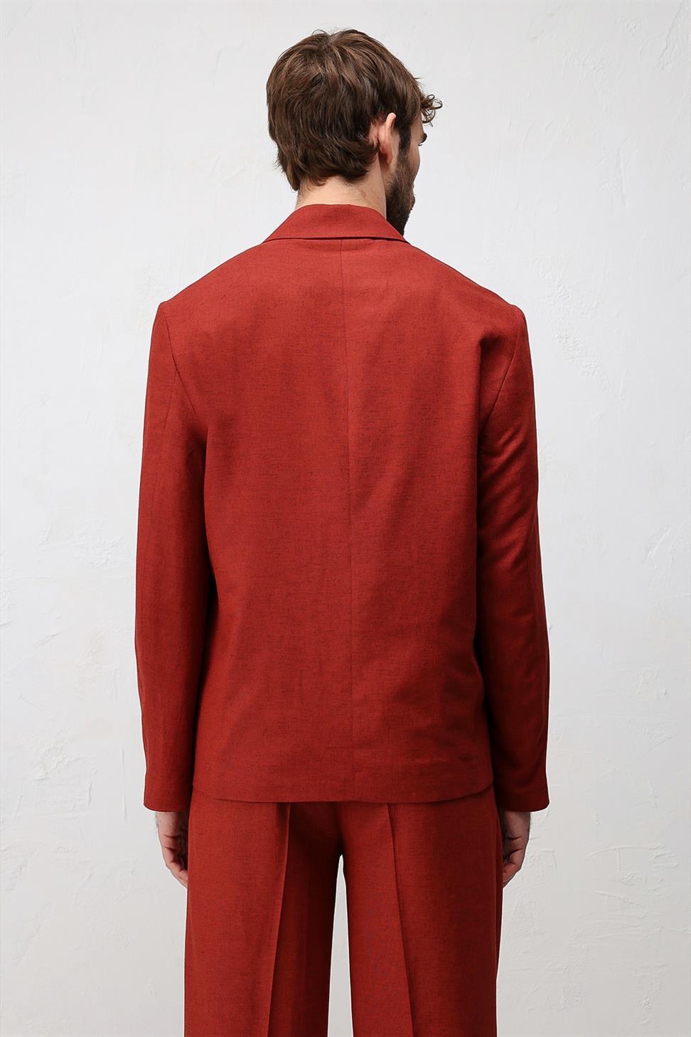 Relaxed Fit Linen Blend Mens Blazer Jacket