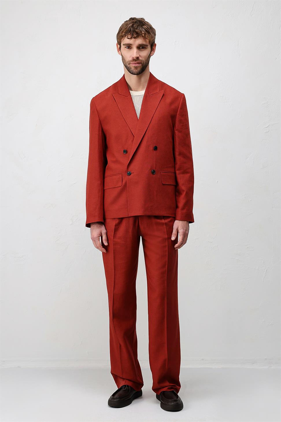 Relaxed Fit Linen Blend Mens Blazer Jacket