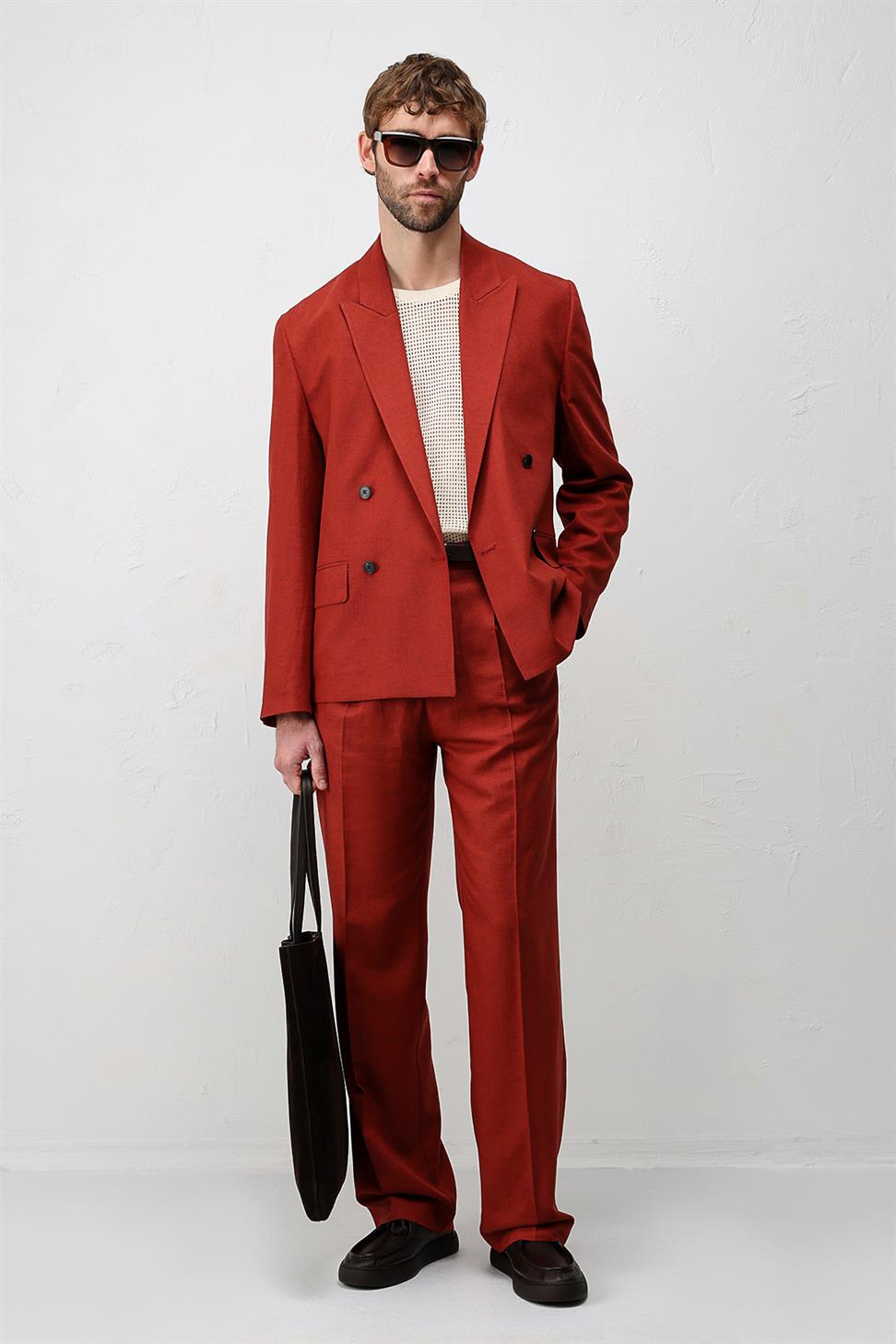 Relaxed Fit Linen Blend Mens Blazer Jacket