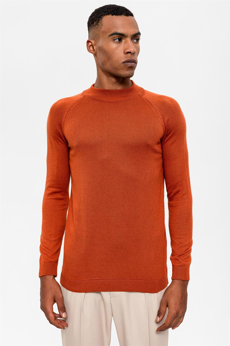 Antioch Kiremit Yarım Boğazlı Erkek Triko