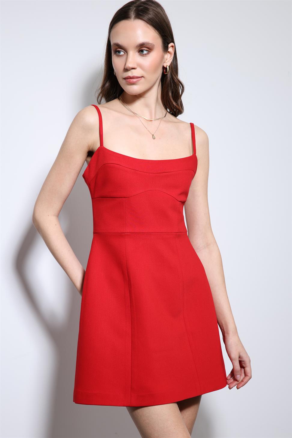 Antioch Kırmızı Askılı Elbise