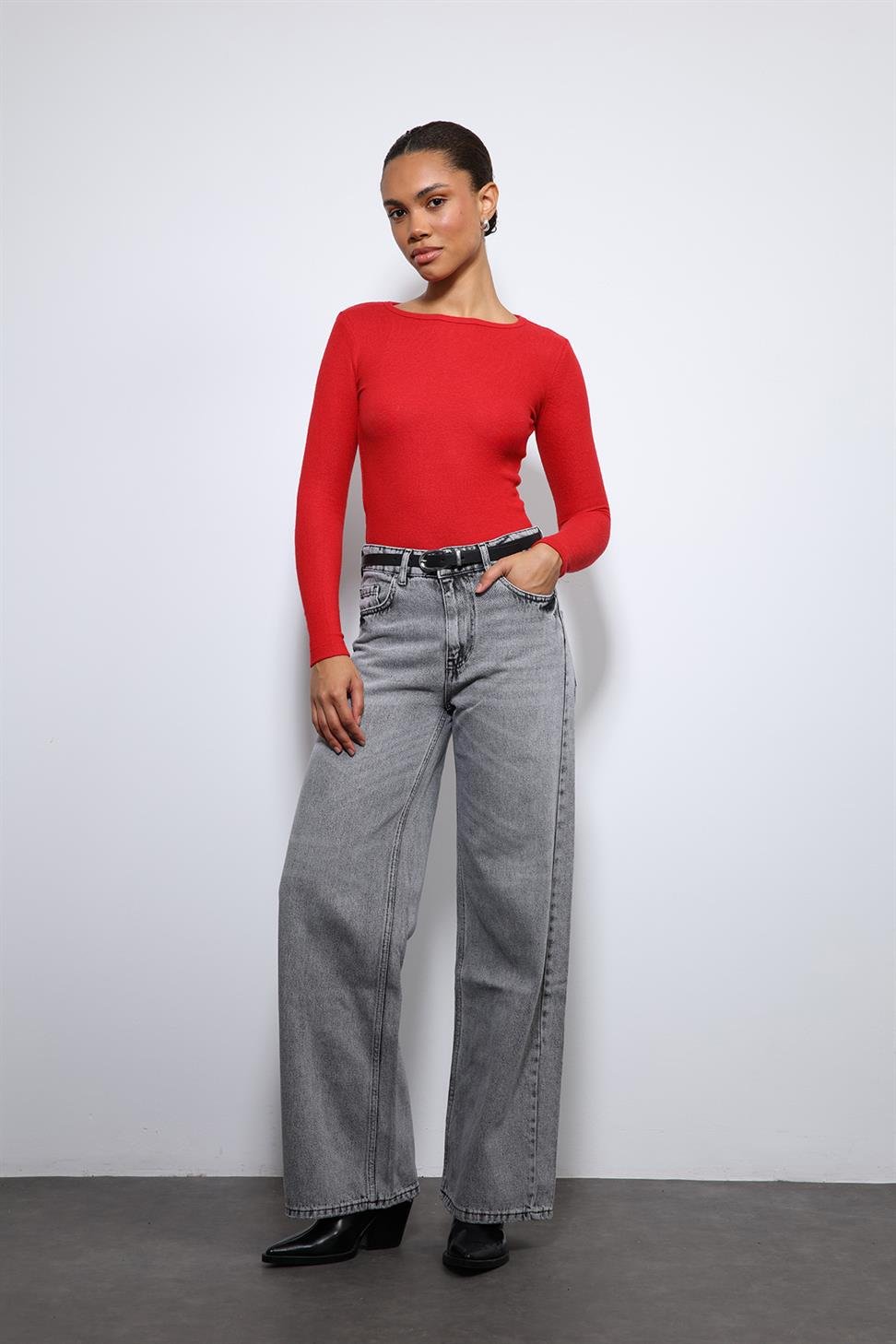 Antioch Kırmızı Basic Uzun Kollu T-Shirt