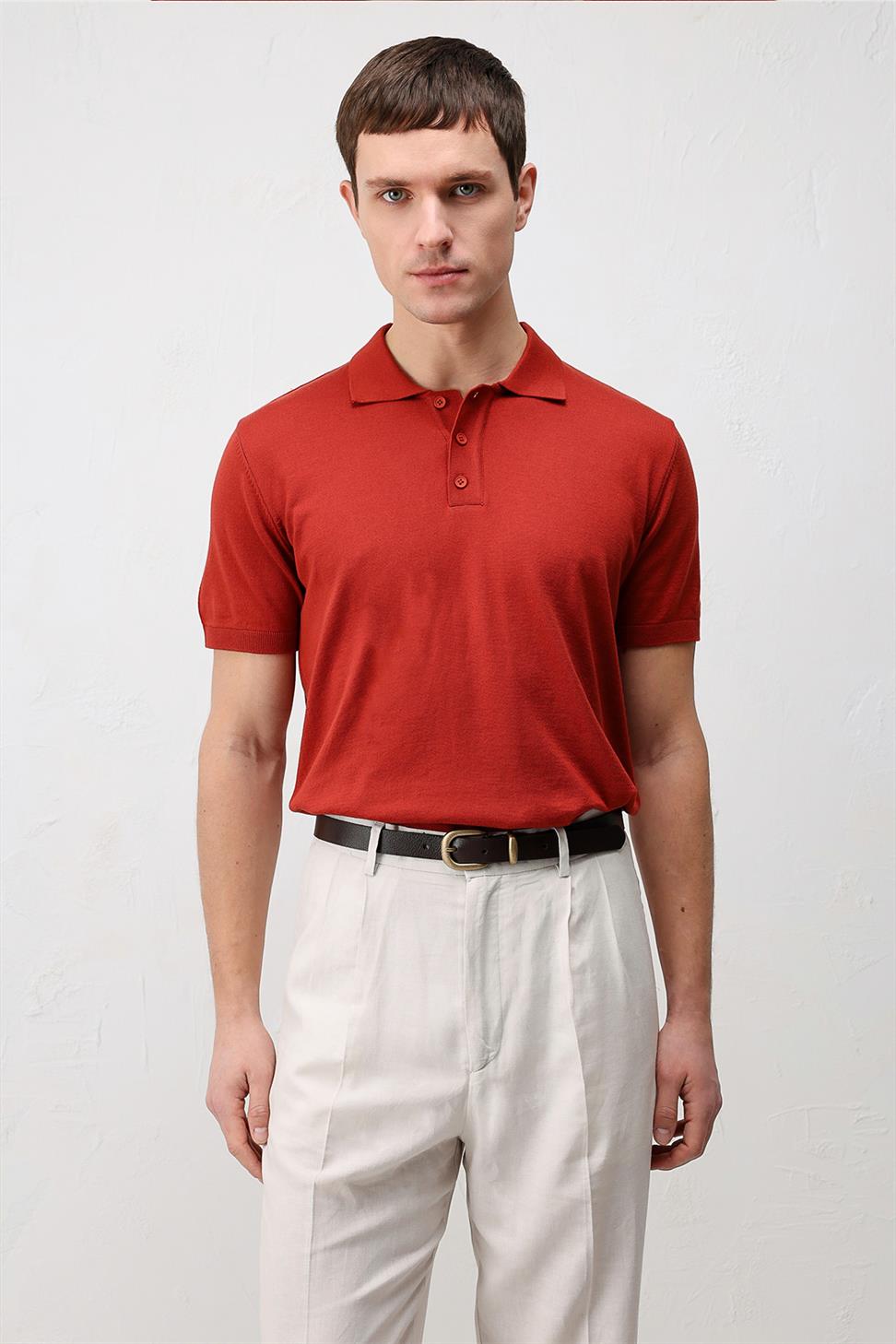 Comfort Slim Polo Neck Mens Knit T-Shirt