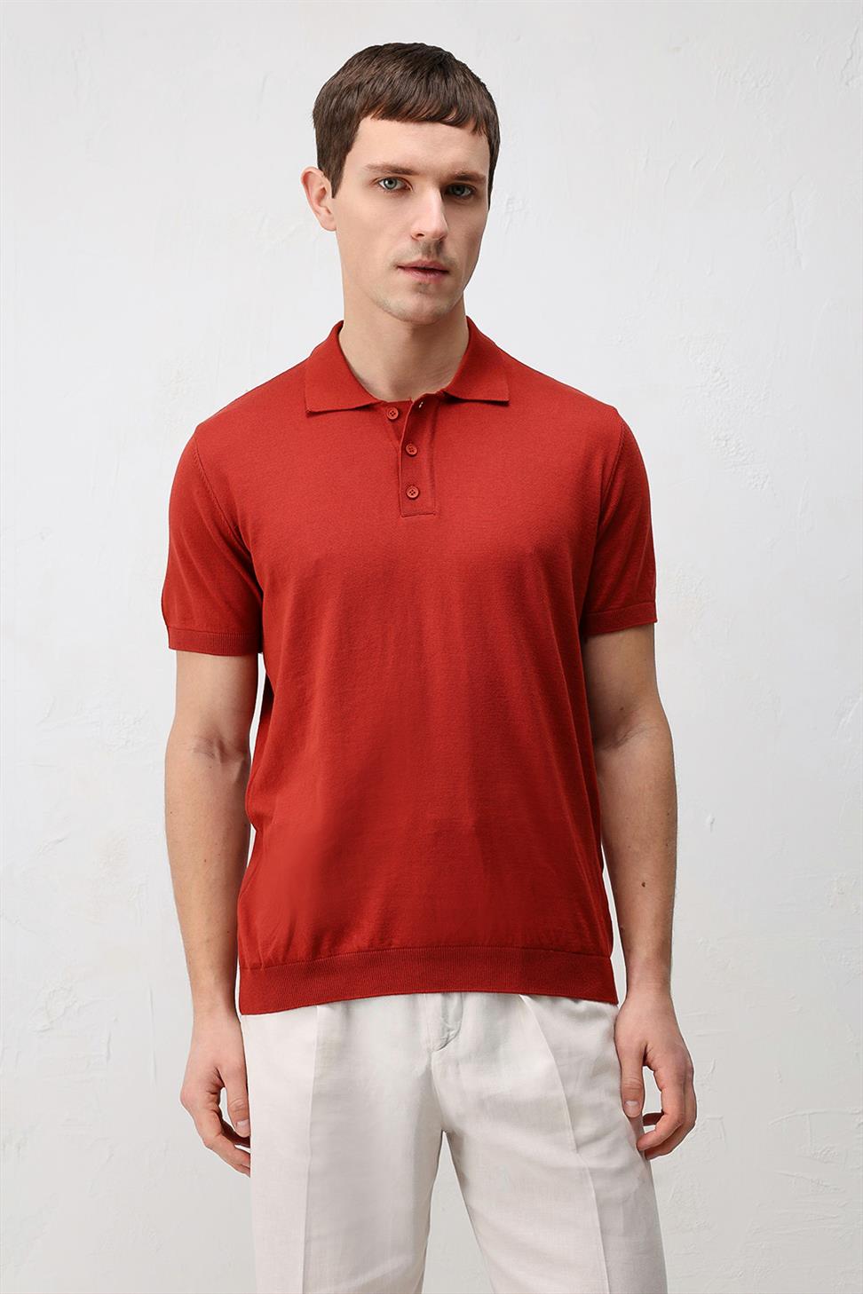 Comfort Slim Polo Neck Mens Knit T-Shirt