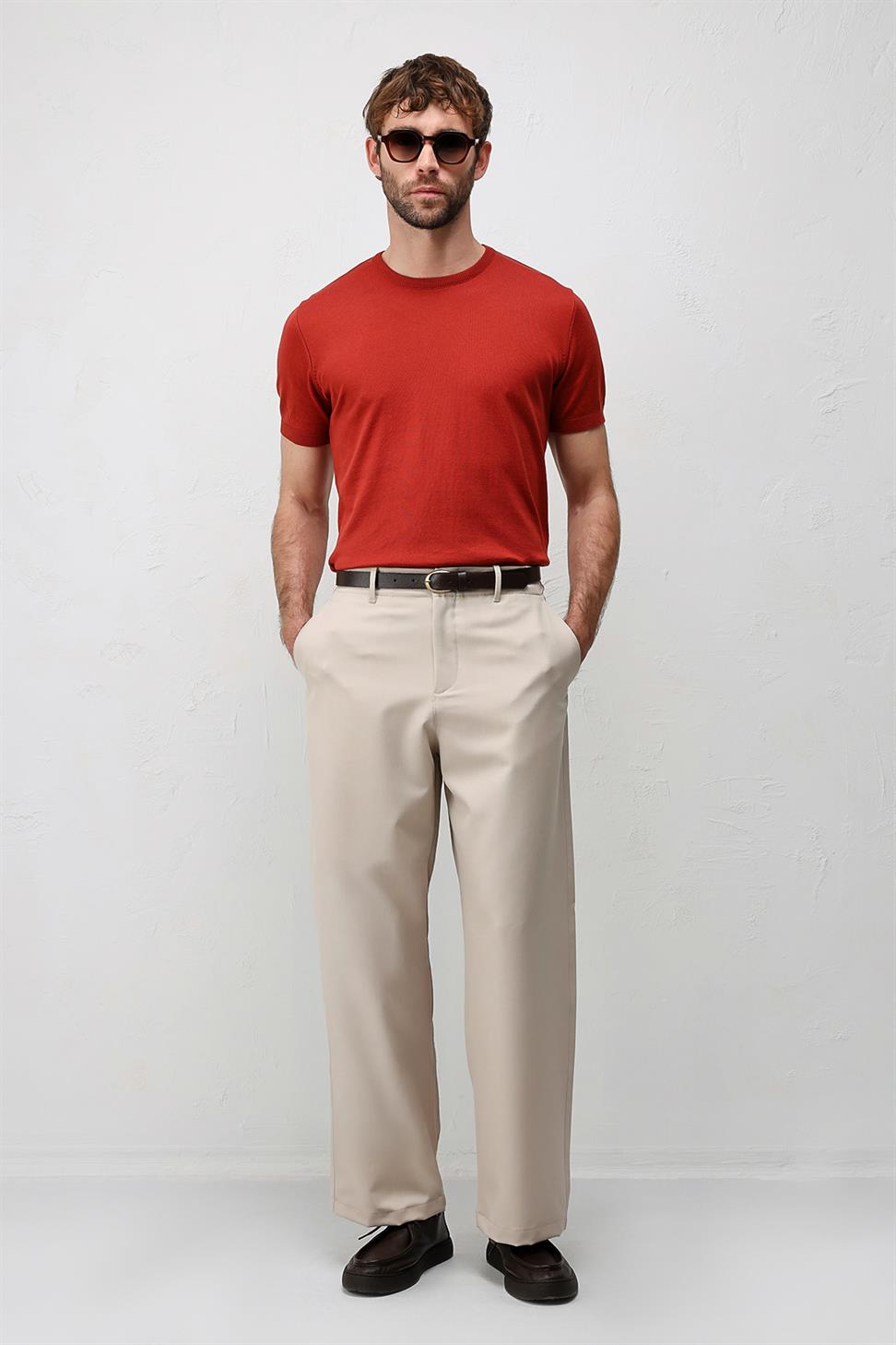 Antioch Kırmızı Comfort Slim Triko T-Shirt