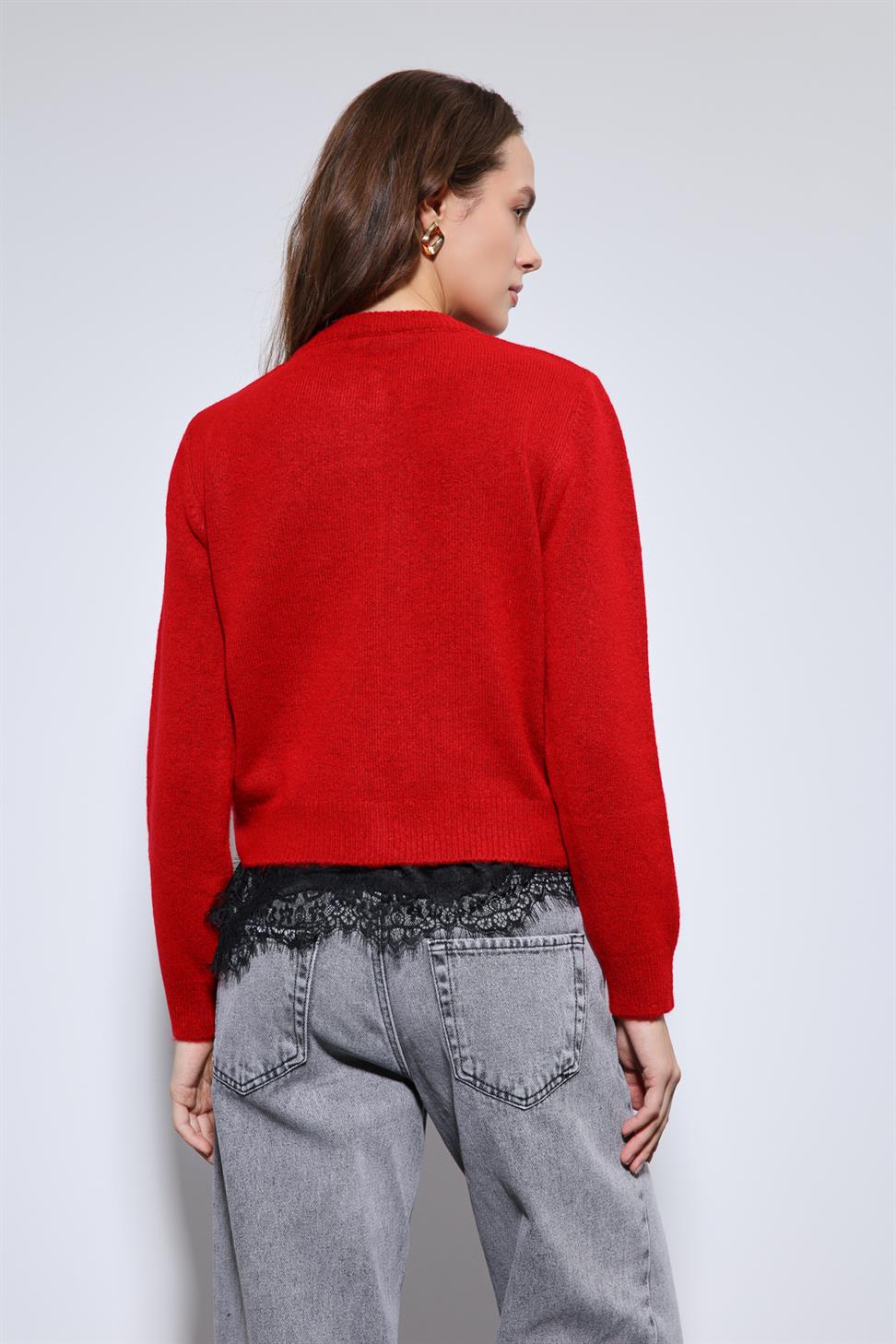 Antioch Kırmızı Yumuşak Dokulu Hırka