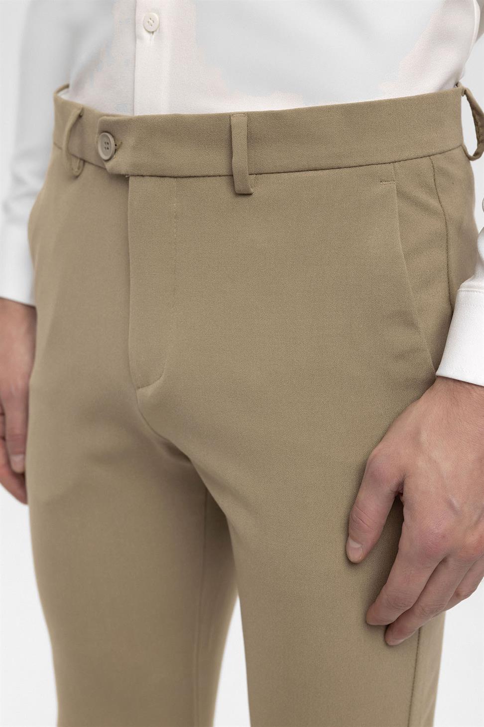 Antioch Koyu Bej Erkek Aksesuar Detaylı Slim Fit Pantolon