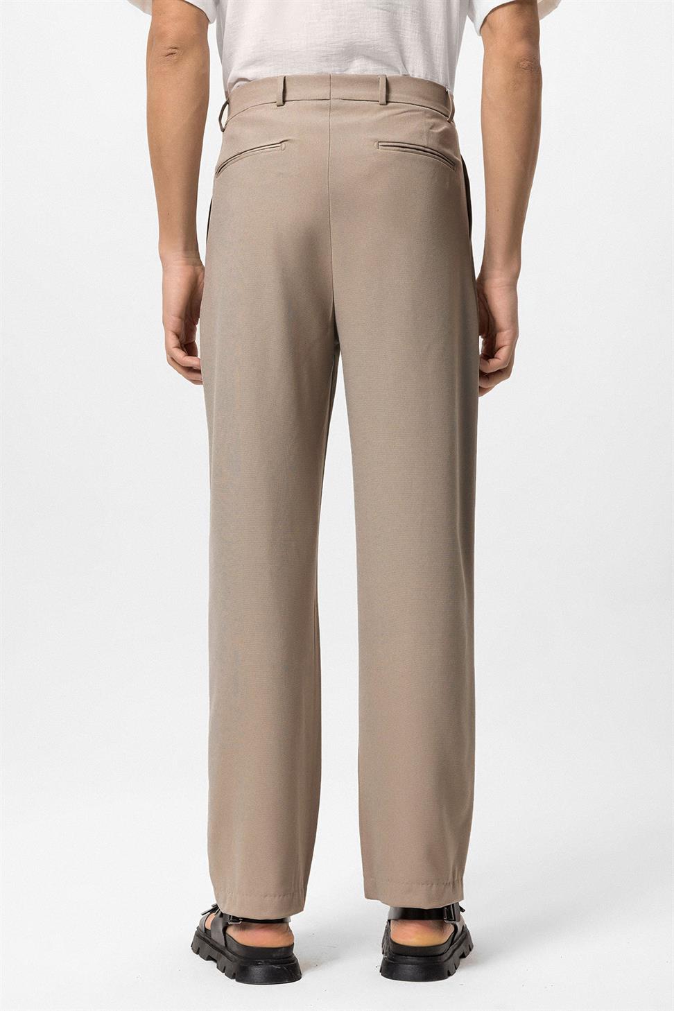 Antioch Koyu Bej Yüksek Bel Baggy Erkek Pantolon